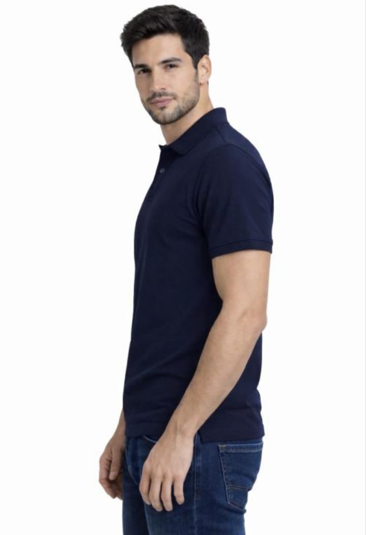 Men's Premium Navy Blue Cotton Polo T-Shirt - Image 3