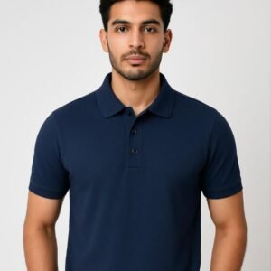Men's Premium Navy Blue Cotton Polo T-Shirt