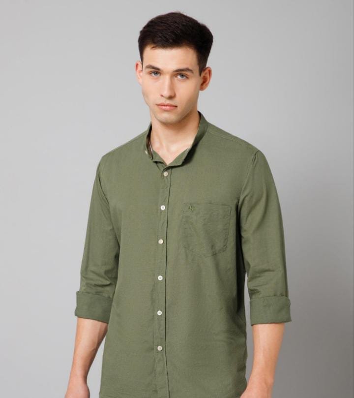Men's Premium Olive Green Casual Cotton Shirt