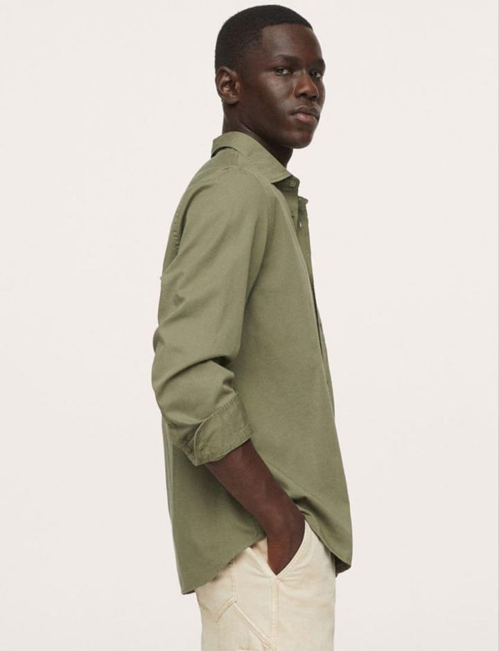 Men's Premium Olive Green Casual Cotton Shirt - Image 3