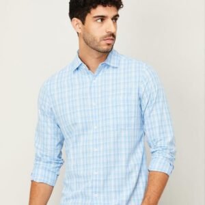 Men's Premium Light Blue Checked Casual Shirt