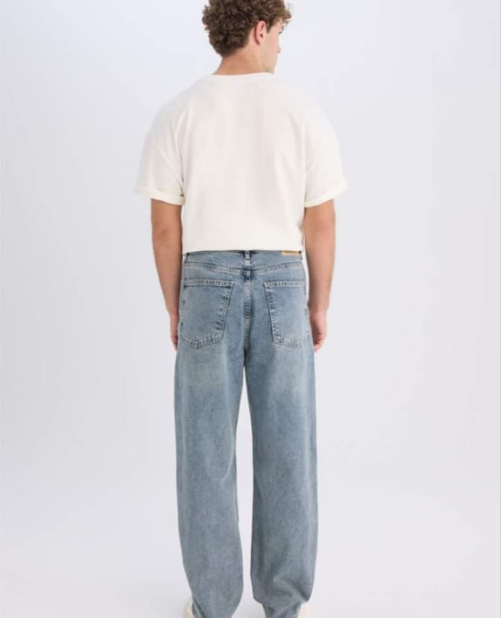 Men's Premium Light Blue Baggy Denim Jeans - Image 2