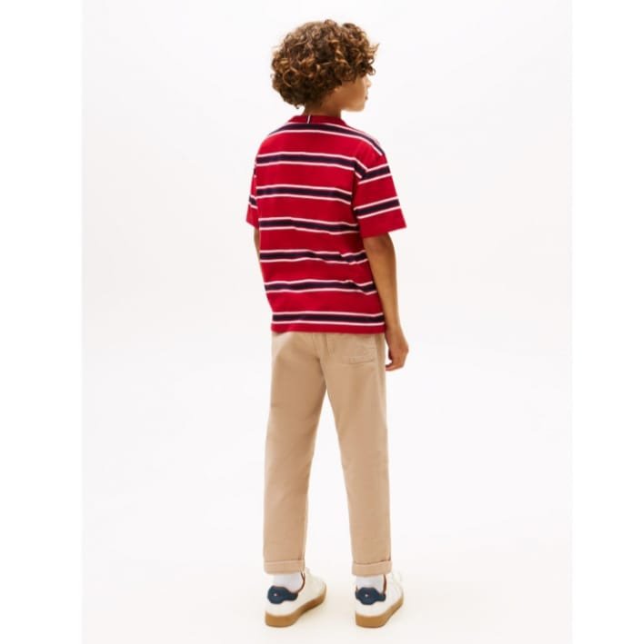 Kids Red Striped Cotton T-Shirt - Image 3