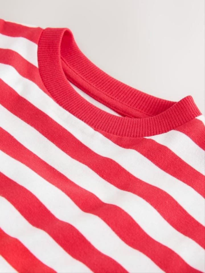 Kids Red Striped Cotton T-Shirt - Image 4