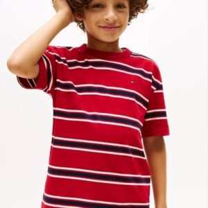 Kids Red Striped Cotton T-Shirt