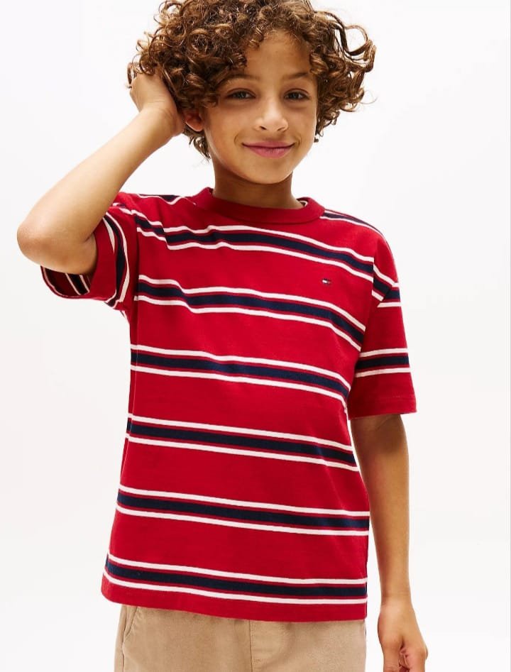 Kids Red Striped Cotton T-Shirt