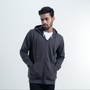Men's Premium Zip-Up Hoodie – Charcoal Black
