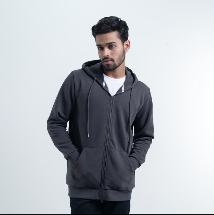 Men's Premium Zip-Up Hoodie – Charcoal Black